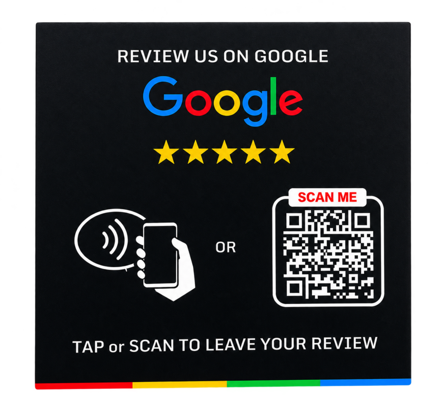 Black Google Review NFC and QR card